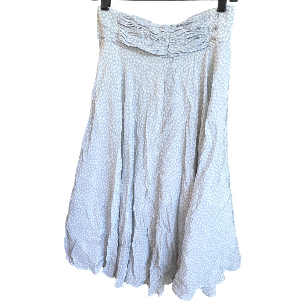 Vintage Louis Feraud Blue Polka Dot Prarie Cottagecore Midi Skirt 6